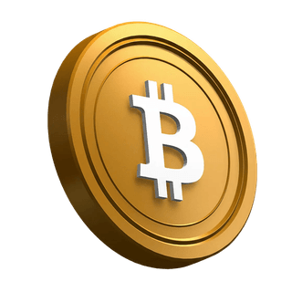 Moneda de Bitcoin (BTC) inclinada dentro del diseño de la sección de presentación
