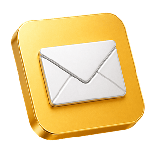 Sobre de correo 3D como icono decorativo en la página de contacto